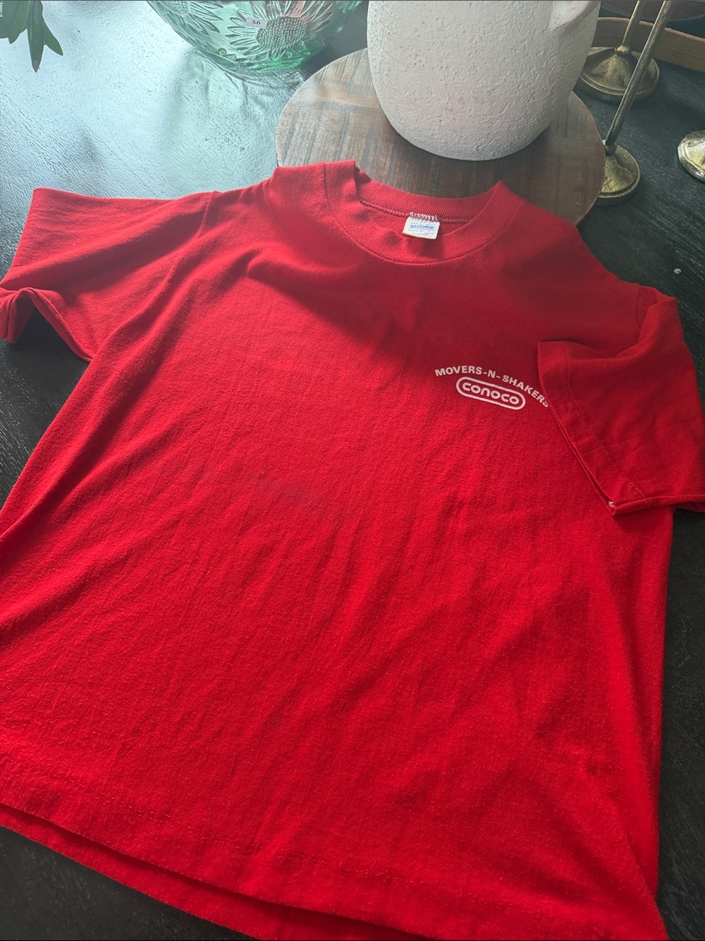 Red Crop Tee - Women's Casual Logo Top, single stitch, vintage